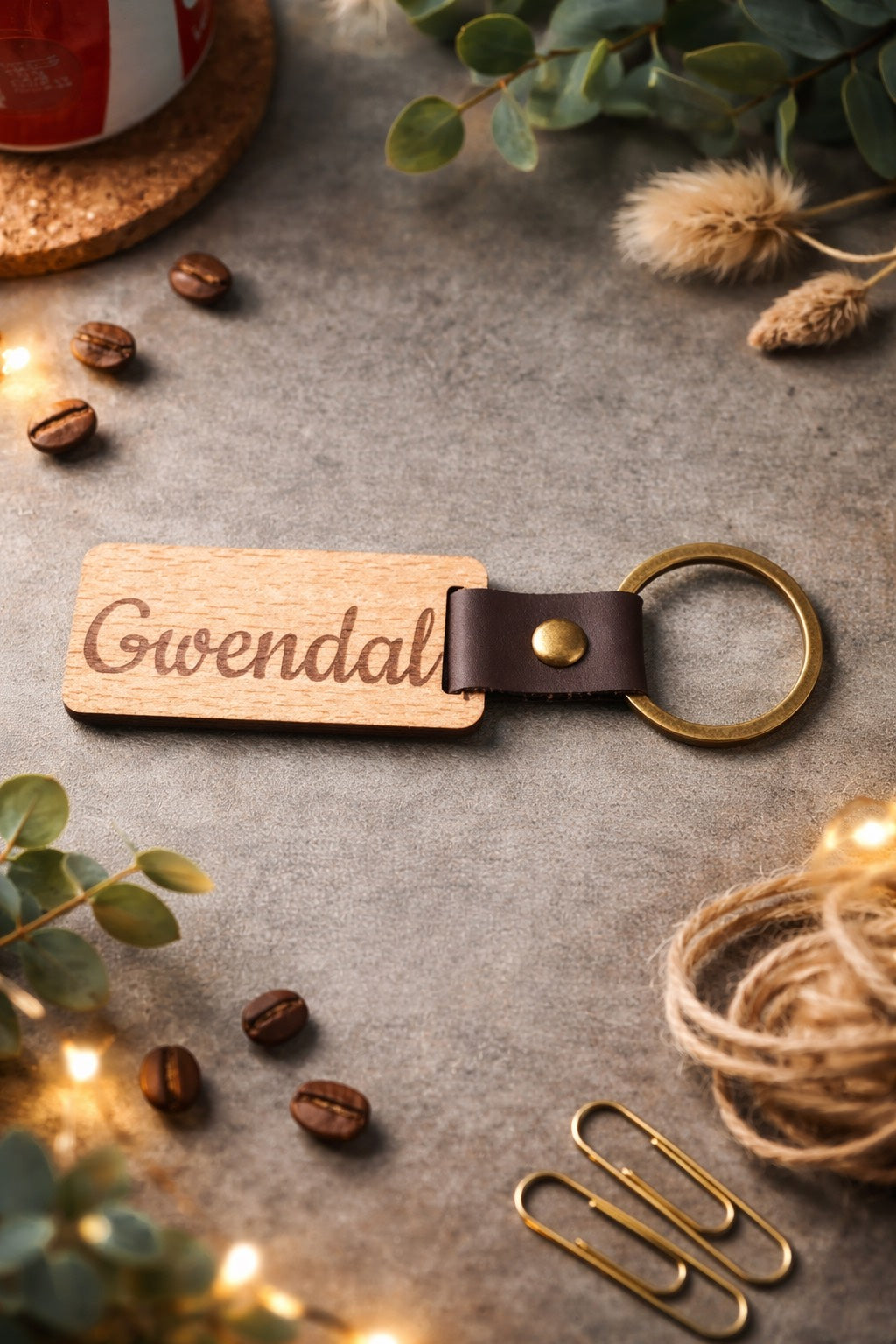 Porte clé en bois gravé